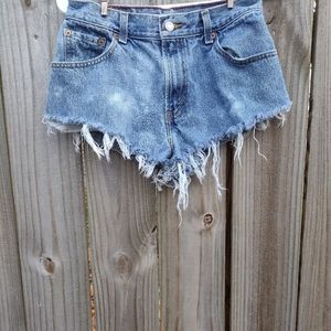 Levi's Blue Distressed Jean Shorts